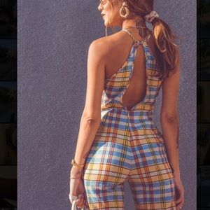 UO Hattie High-Neck Linen Jumpsuit